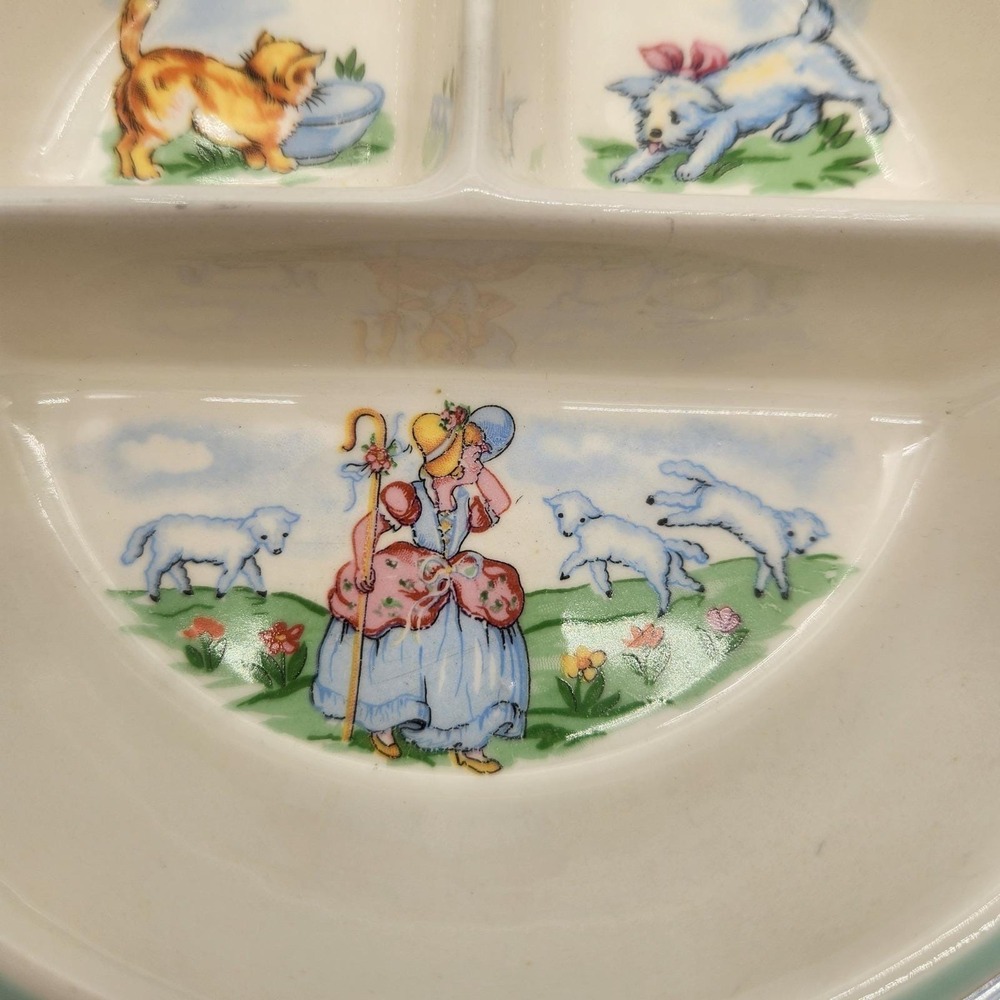 Vintage 1944 Bartsch Co Little BoPeep Baby Warming Plate Divided Bakelite Chrome - Picture 4 of 6